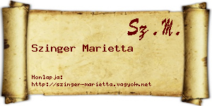 Szinger Marietta névjegykártya